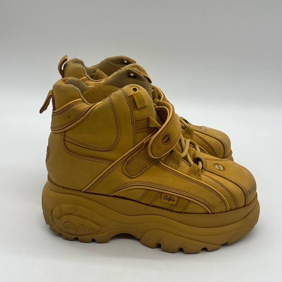 Buffalo London 1348-14 2.0 Yellow Nubuck Women’s Sz 41 US 10.5 Platform Boots - Picture 8 of 15